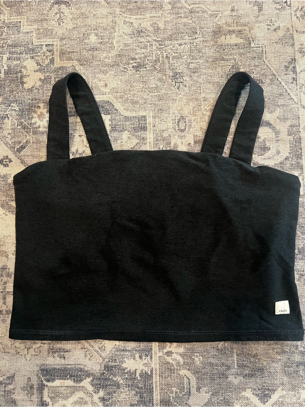 Vuori Black Cropped Tank with Wide Straps